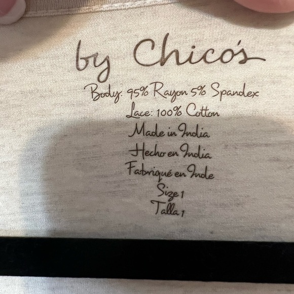 Chicos Cream 3/4 Sleeve Bohemian Top Size Medium - Picture 4 of 4